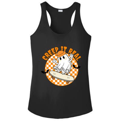 Creep It Real Skater Ghost Halloween Retro Ladies PosiCharge Competitor Racerback Tank