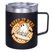 Creep It Real Skater Ghost Halloween Retro 12oz Stainless Steel Coffee Mug