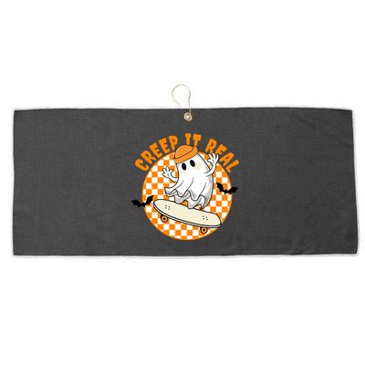 Creep It Real Skater Ghost Halloween Retro Large Microfiber Waffle Golf Towel