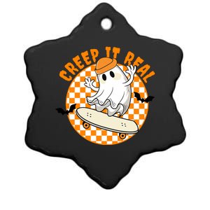 Creep It Real Skater Ghost Halloween Retro Ceramic Star Ornament