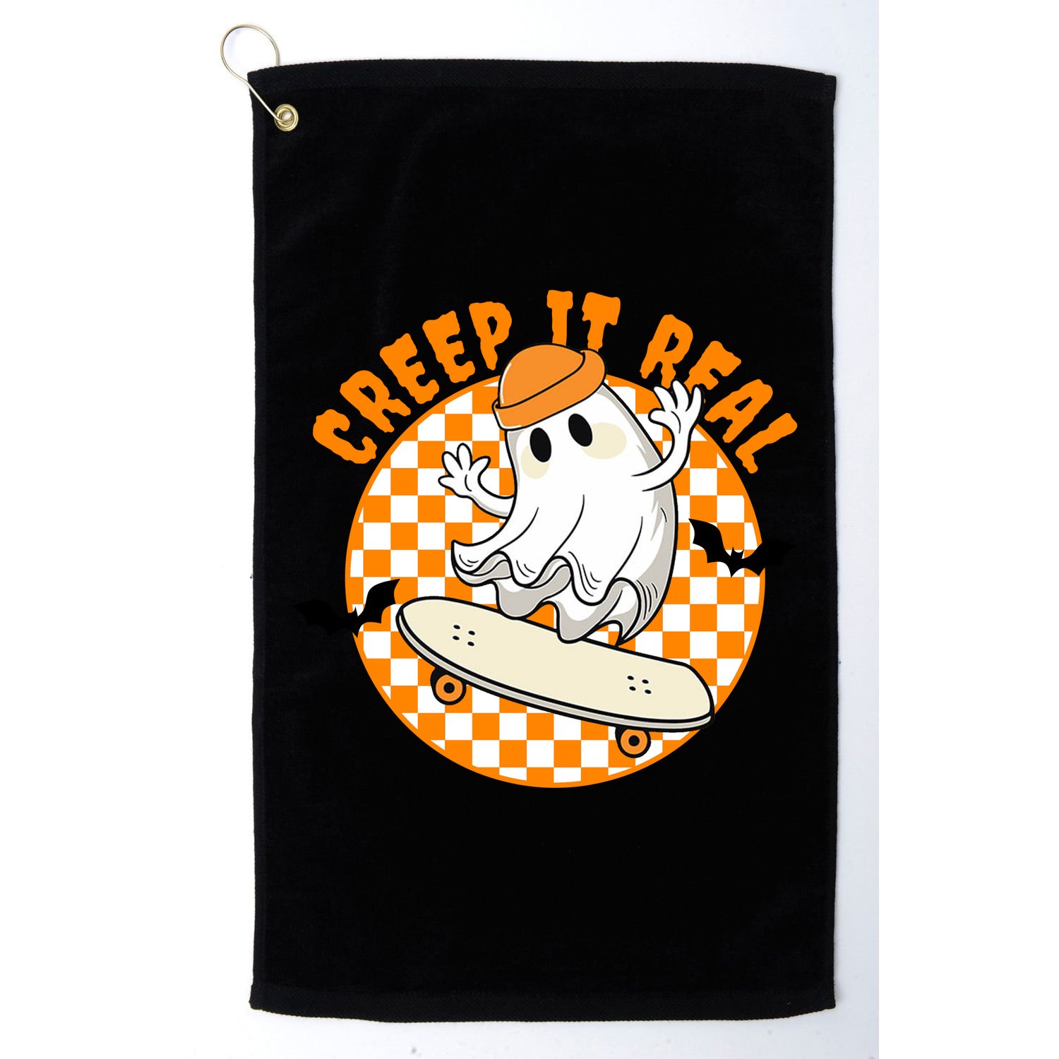 Creep It Real Skater Ghost Halloween Retro Golf Towel
