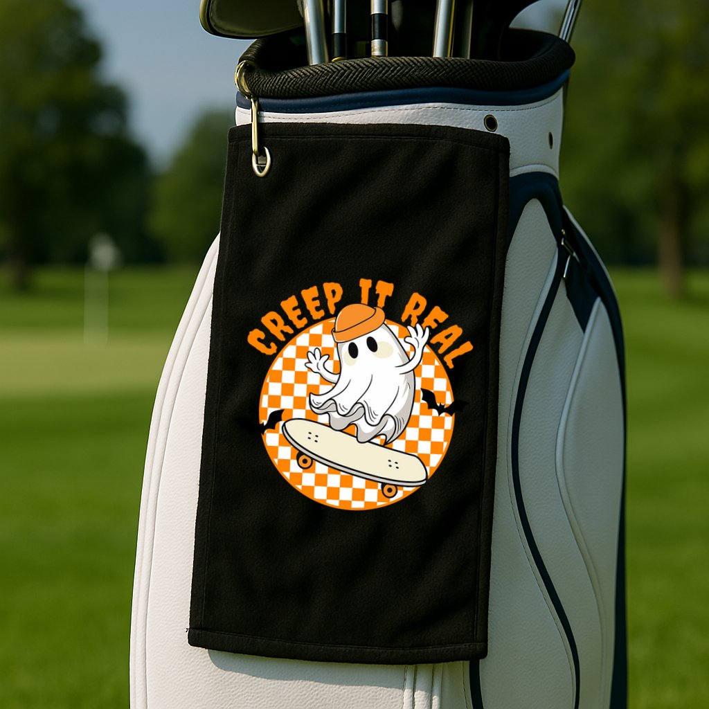 Creep It Real Skater Ghost Halloween Retro Golf Towel