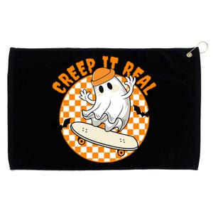 Creep It Real Skater Ghost Halloween Retro Grommeted Golf Towel