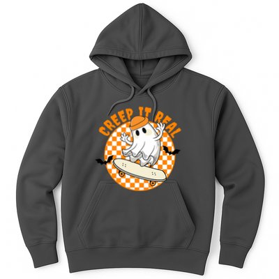 Creep It Real Skater Ghost Halloween Retro Hoodie