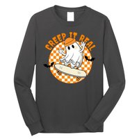 Creep It Real Skater Ghost Halloween Retro Long Sleeve Shirt