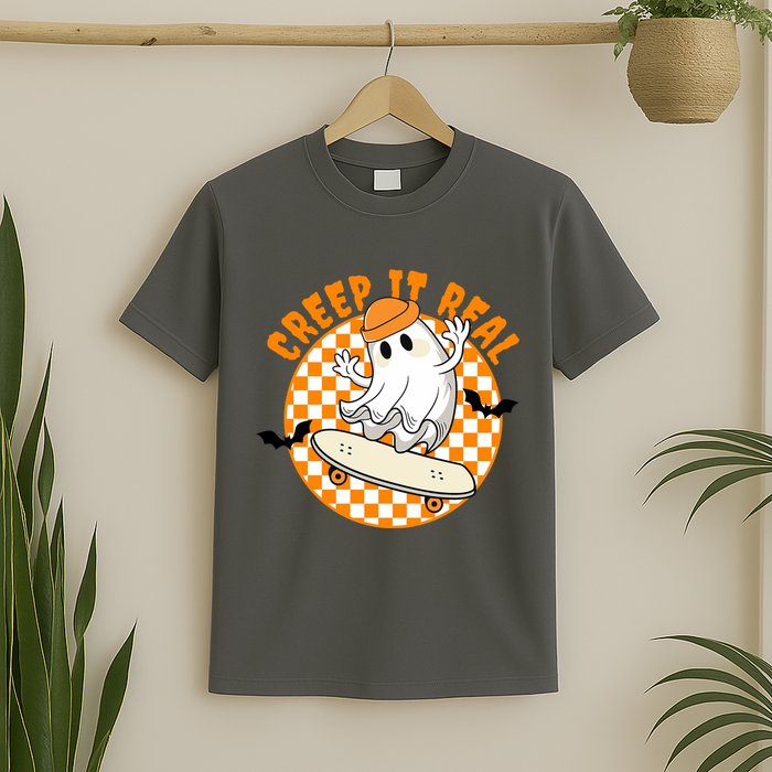 Creep It Real Skater Ghost Halloween Retro T-Shirt