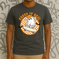 Creep It Real Skater Ghost Halloween Retro T-Shirt
