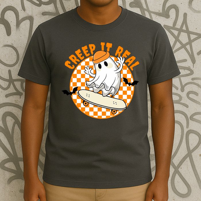 Creep It Real Skater Ghost Halloween Retro T-Shirt
