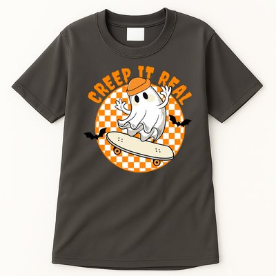 Creep It Real Skater Ghost Halloween Retro Tall T-Shirt