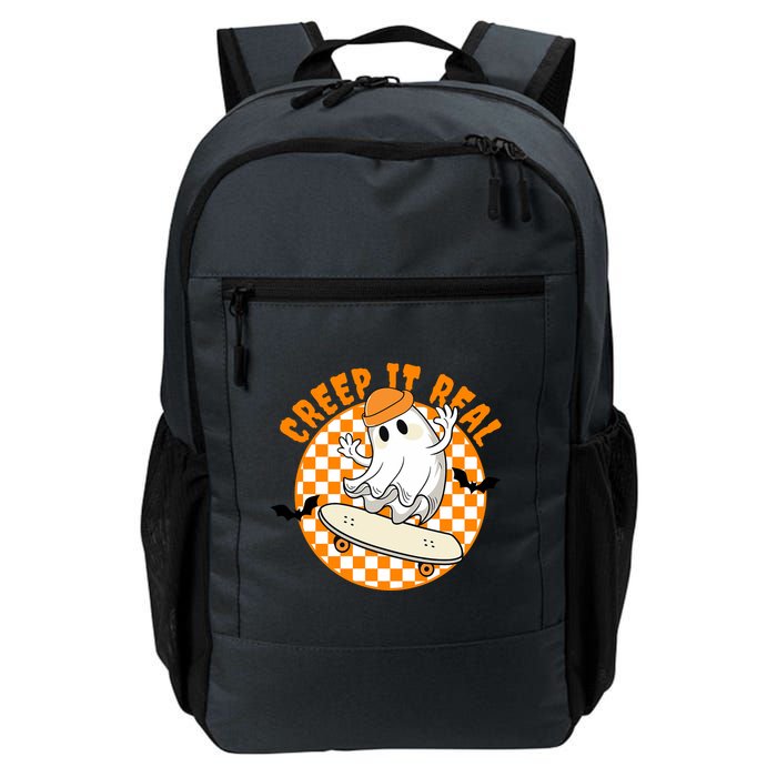 Creep It Real Skater Ghost Halloween Retro Backpack