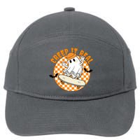 Creep It Real Skater Ghost Halloween Retro 7-Panel Snapback Hat