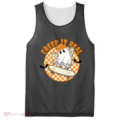 Creep It Real Skater Ghost Halloween Retro Mesh Reversible Basketball Jersey Tank
