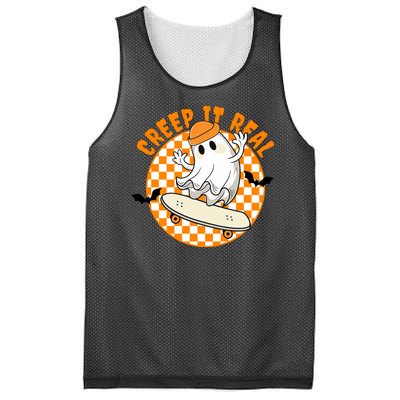 Creep It Real Skater Ghost Halloween Retro Mesh Reversible Basketball Jersey Tank