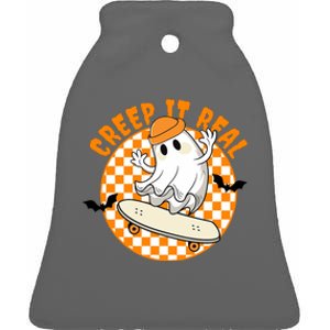 Creep It Real Skater Ghost Halloween Retro Ceramic Bell Ornament