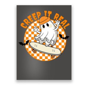 Creep It Real Skater Ghost Halloween Retro Poster