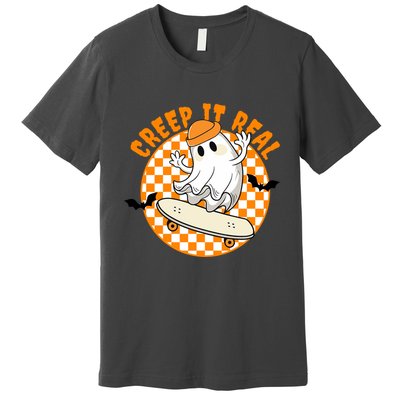 Creep It Real Skater Ghost Halloween Retro Premium T-Shirt