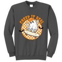 Creep It Real Skater Ghost Halloween Retro Tall Sweatshirt