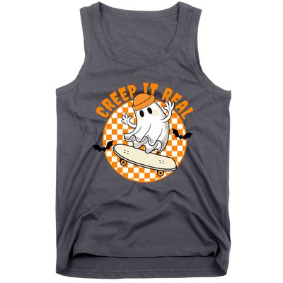 Creep It Real Skater Ghost Halloween Retro Tank Top