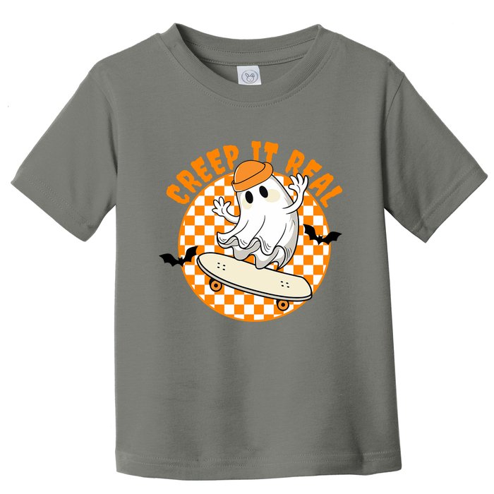 Creep It Real Skater Ghost Halloween Retro Toddler T-Shirt