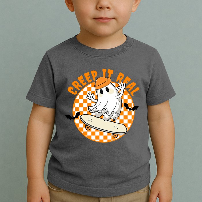 Creep It Real Skater Ghost Halloween Retro Toddler T-Shirt