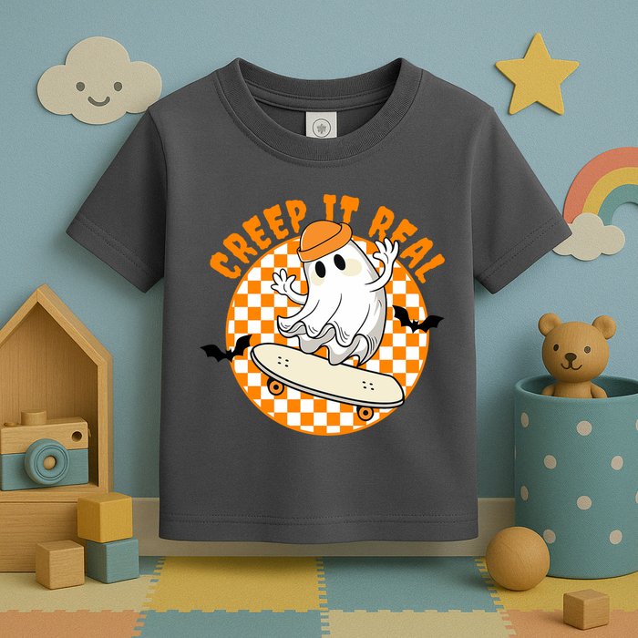 Creep It Real Skater Ghost Halloween Retro Toddler T-Shirt