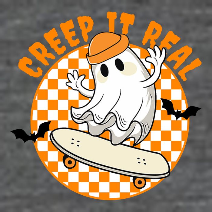 Creep It Real Skater Ghost Halloween Retro Toddler T-Shirt