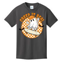 Creep It Real Skater Ghost Halloween Retro Kids T-Shirt