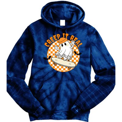 Creep It Real Skater Ghost Halloween Retro Tie Dye Hoodie