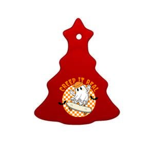 Creep It Real Skater Ghost Halloween Retro Ceramic Tree Ornament