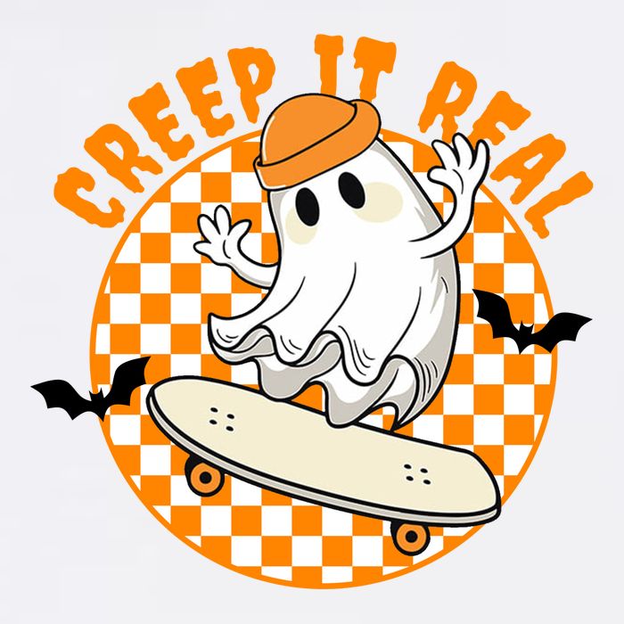 Creep It Real Skater Ghost Halloween Retro Garment-Dyed Sweatshirt