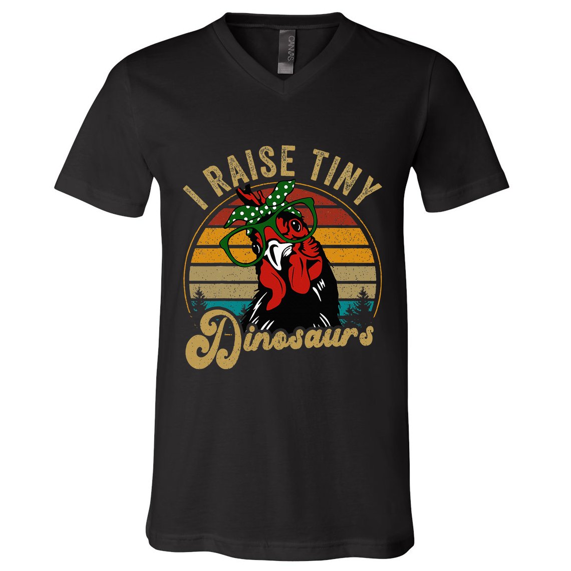 Chicken I Raise Tiny Dinosaurs Funny Mama Hen Farm Mom V-Neck T-Shirt