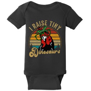 Chicken I Raise Tiny Dinosaurs Funny Mama Hen Farm Mom Baby Bodysuit