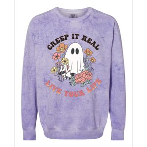 Creep It Real Live Your Life Cute Ghost Peace Love Halloween Gift Colorblast Crewneck Sweatshirt