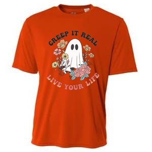 Creep It Real Live Your Life Cute Ghost Peace Love Halloween Gift Cooling Performance Crew T-Shirt