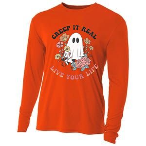 Creep It Real Live Your Life Cute Ghost Peace Love Halloween Gift Cooling Performance Long Sleeve Crew