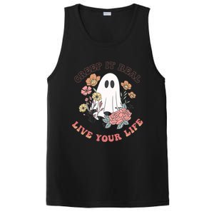 Creep It Real Live Your Life Cute Ghost Peace Love Halloween Gift PosiCharge Competitor Tank