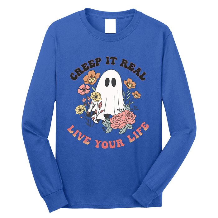 Creep It Real Live Your Life Cute Ghost Peace Love Halloween Gift Long Sleeve Shirt