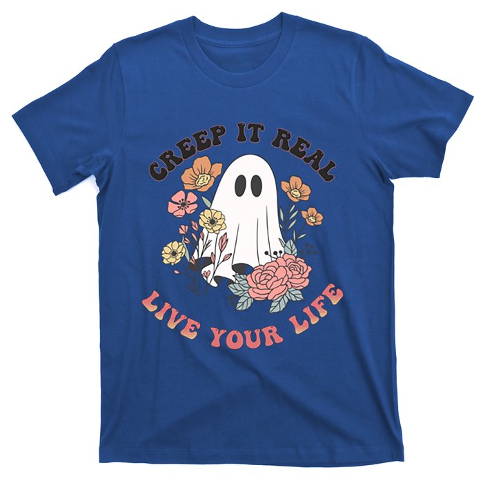 Creep It Real Live Your Life Cute Ghost Peace Love Halloween Gift T-Shirt