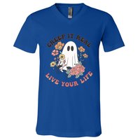 Creep It Real Live Your Life Cute Ghost Peace Love Halloween Gift V-Neck T-Shirt