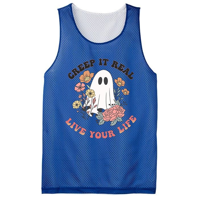 Creep It Real Live Your Life Cute Ghost Peace Love Halloween Gift Mesh Reversible Basketball Jersey Tank