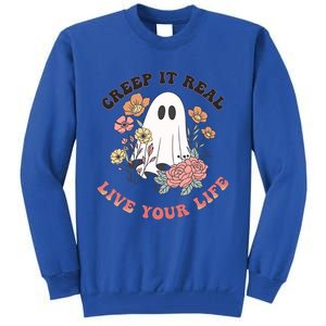 Creep It Real Live Your Life Cute Ghost Peace Love Halloween Gift Tall Sweatshirt