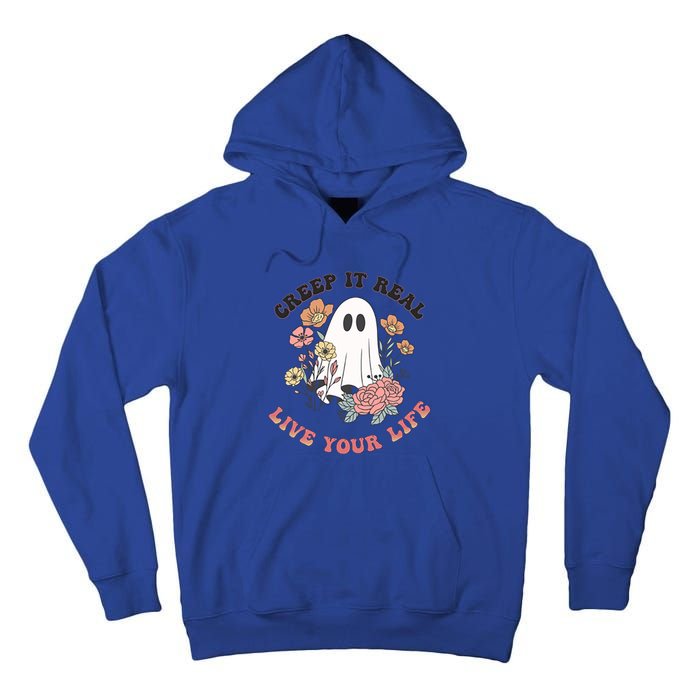 Creep It Real Live Your Life Cute Ghost Peace Love Halloween Gift Tall Hoodie