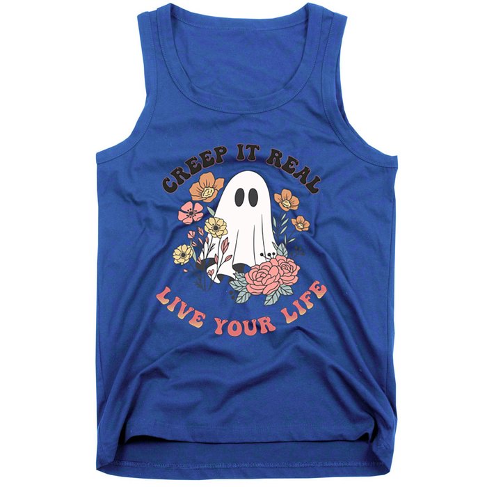 Creep It Real Live Your Life Cute Ghost Peace Love Halloween Gift Tank Top