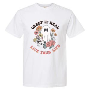 Creep It Real Live Your Life Cute Ghost Peace Love Halloween Gift Garment-Dyed Heavyweight T-Shirt