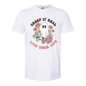 Creep It Real Live Your Life Cute Ghost Peace Love Halloween Gift Softstyle CVC T-Shirt