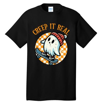 Creep It Real Skater Ghost Halloween Teen Tall T-Shirt