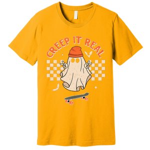 Creep It Real Skateboarding Ghost Retro Halloween Costume Premium T-Shirt