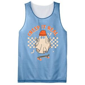 Creep It Real Skateboarding Ghost Retro Halloween Costume Mesh Reversible Basketball Jersey Tank