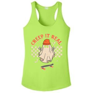 Creep It Real Skateboarding Ghost Retro Halloween Costume Ladies PosiCharge Competitor Racerback Tank