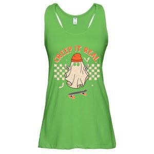 Creep It Real Skateboarding Ghost Retro Halloween Costume Ladies Essential Flowy Tank